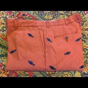 Embroidered Fish Chinos - Coral